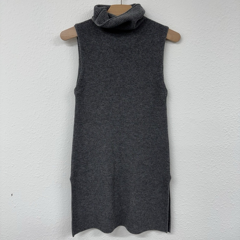 NWT Alice + Olivia Sleeveless Turtleneck Sweater Dress Size S Gray